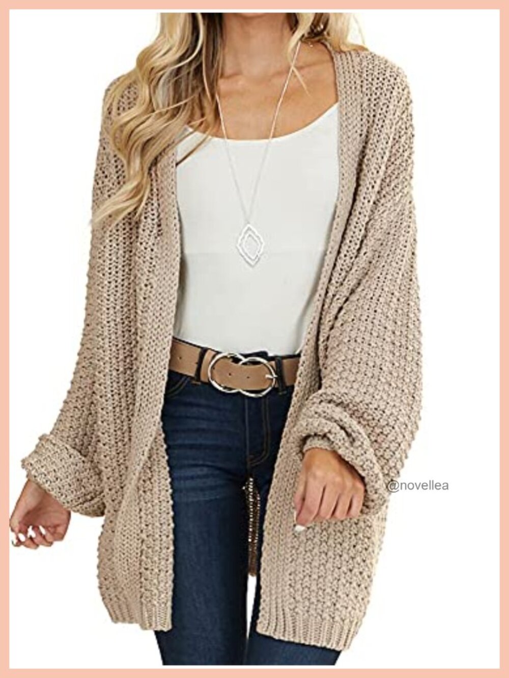 Oversized Open Front Knit Cardigan Long Sleeve Batwing Sweater